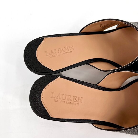 Lauren Ralph Lauren Freddi Black Leather Slip-On Heels Size 8 B Tumbled Leather - Picture 8 of 15